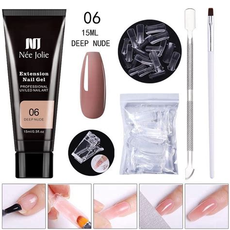 TUTUnaumb Poly Nail Extension Gel Kit Colors Clear Pink Nude Grey Glitter Poly Nail Gel Kit