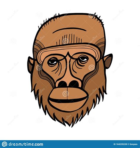 Disegno Della Faccia Dellorangutan Disegno Vettoriale Di Linea Animale