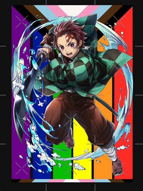 Tanjiro Kamado Demon Slayer Kimetsu No Yaiba Lgbtq Pride Flag Anime Design T Shirt For Sale By