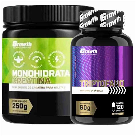 Kit Creatina 250g Monohidratada Triptofano 120 Caps Growth Shopee Brasil