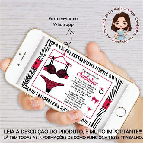 Convite Chá de Lingerie zebra Mirabela digital Elo7
