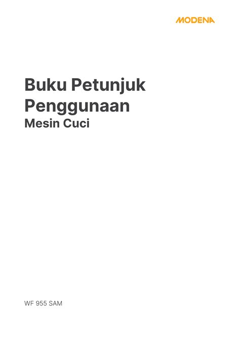 Washing Machine Wf Sam Buku Petunjuk Penggunaan Mesin Cuci Wf