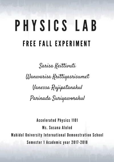 Free Fall EXperiment Lab - VAN'S E-PORTFOLIO