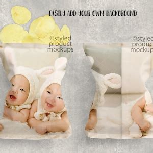 Potato Chip Bag Label Mockup Add Your Own Image and Background Canva Frame Mockup - Etsy