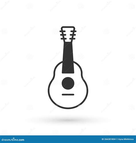 Grey Guitar Icon Isolated On White Background Acoustic Guitar String Musical Instrument Stock