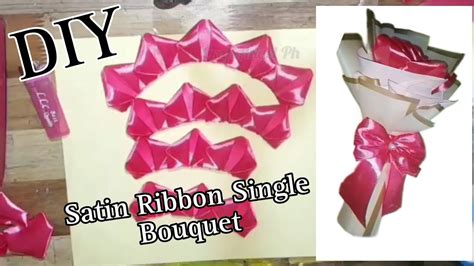 Diy Single Rose Bouquet Satin Ribbon Bouquet Youtube