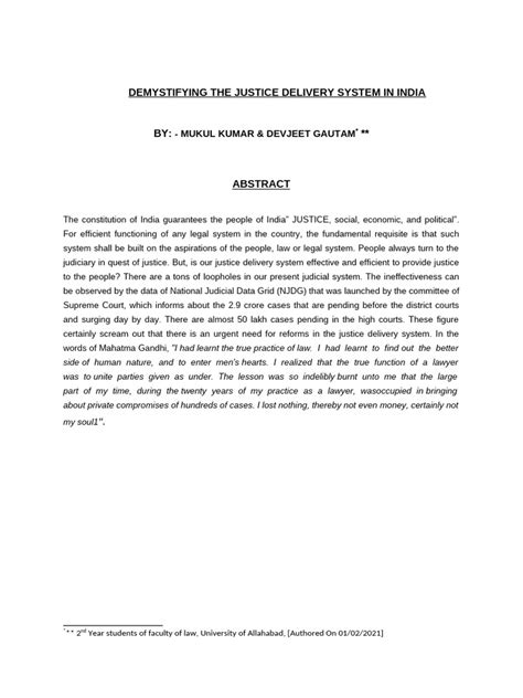 Demystifying The Justice Delivery System In India Pdf Justice
