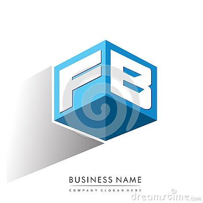 Letter Fb Logo In Hexagon Shape And Blue Background Cube Logo With