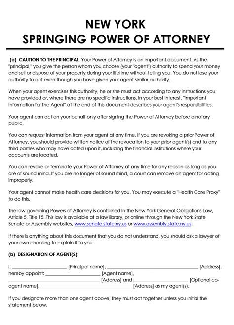 Free New York Power Of Attorney Forms Types PDF Word