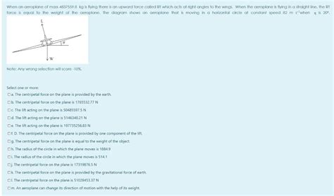 Solved When An Aeroplane Of Mass 48375598 Kg Is Flying