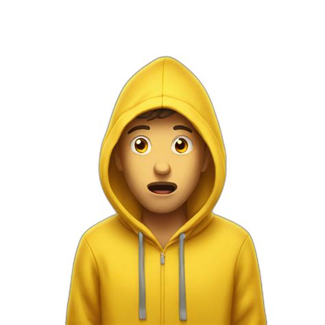 Guy In A Yellow Hoodie Is Shocked Covering His Mouth With Hand Ai