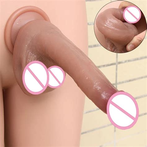 S Per Cilt Ger Ek I Dildos Ift Katmanl Silikon Yumu Ak Penis Seksi Dick