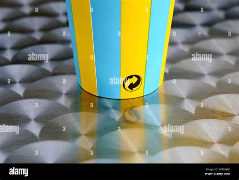 Recycling Symbol On Paper Cup London Stock Photo Alamy