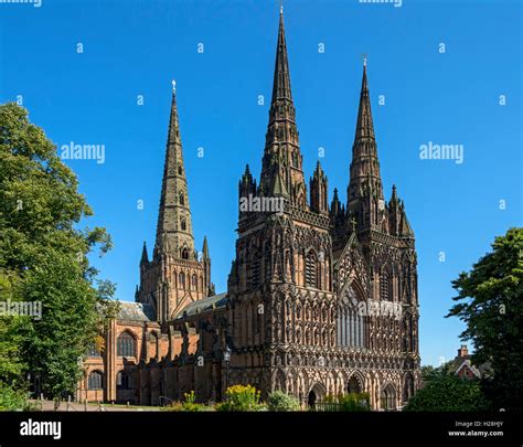 The West Front And Spires Of Lichfield Cathedral From The North West