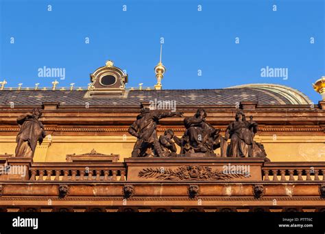 Statues In The National Theatre Národní Divadlo Prague Czech Republic