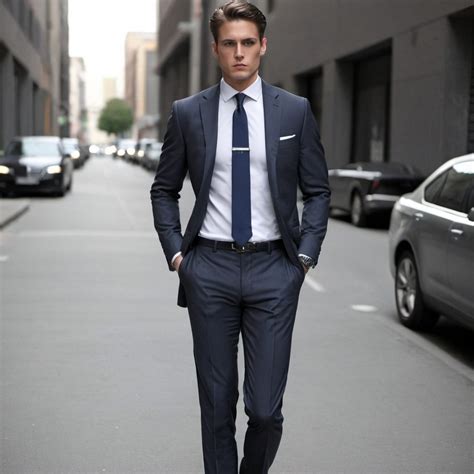 White Shirt Dark Grey Two Piece Suit With Black Sh