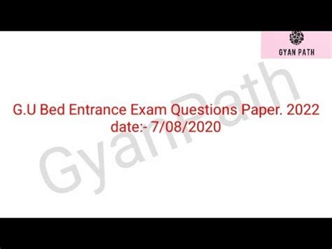 Guwahati University B Ed Entrance Exam Questions Paper 2022 Date 07