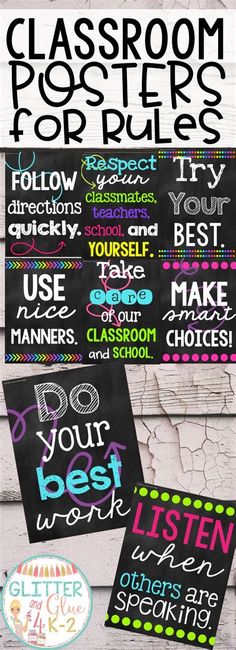 Display Your Classroom Rules With A Chalkboard Theme With Fun Pops Of