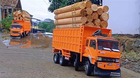 Hujan Reda Rc Dump Truk Fuso Ps Muat Kayu Balok Miniatur Truk Oleng