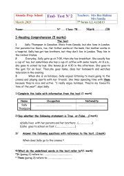 END OF TEST N2 7th Form ESL Worksheet By Zahroucha