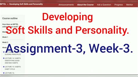 Developing Soft Skills And Personality Week 3 Assignment 3