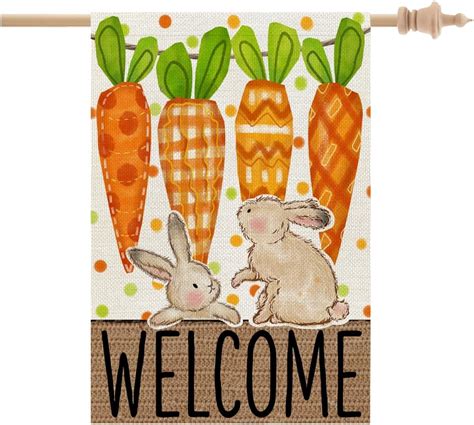 Amazon Avoin Colorlife Easter Bunnies House Flag X Inch Double