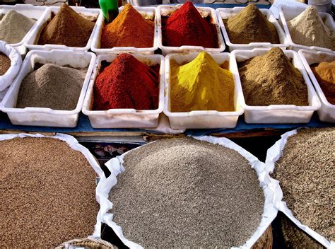 Rows of Spices at Spice Souk in Marrakech, Morocco - Encircle Photos