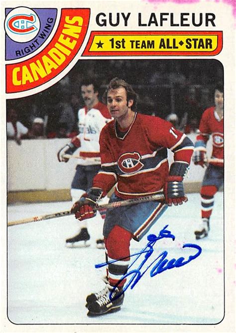 Guy Lafleur autographed hockey card (Montreal Canadiens, Hall of Famer ...