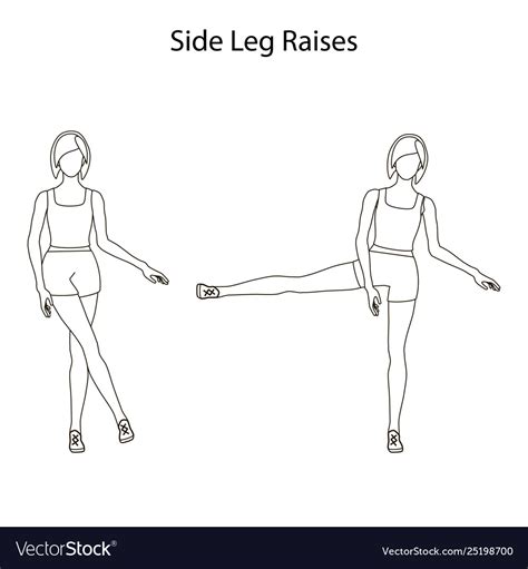 Side Leg Raises Exercise Outline Royalty Free Vector Image