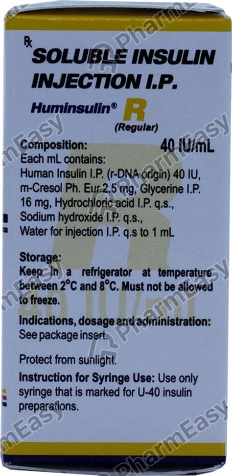 Huminsulin R 40 IU ML Solution For Injection 10 Uses Side Effects