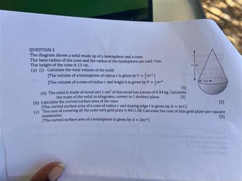 Solved Question The Diagram Shows A Solid Made Up Of A Chegg