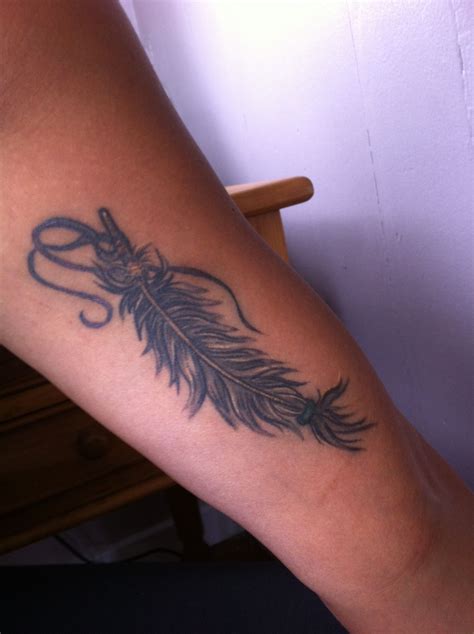 Feather Tattoo On Inner Arm