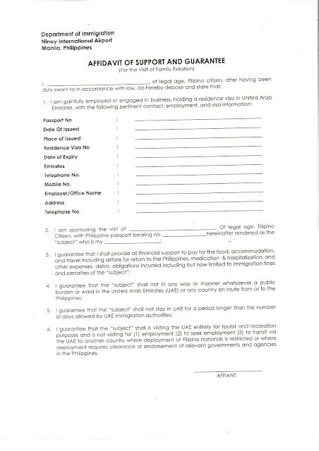 UAE Philippine Consulate Affidavit Of Support Sandy Adventures