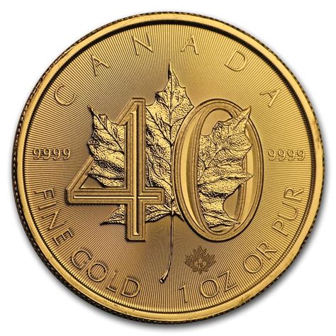 2019 1oz 50 Cad 9999 Canadian Gold Maple Leaf 40th Anniversary Coin European Mint