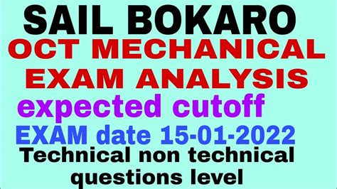 Sail Bokaro Oct Mechanical Exam Analysis Expected Cutoff