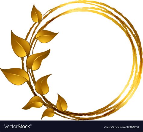 Decorative Frame With Leaves Made In Gold Color Vector Image