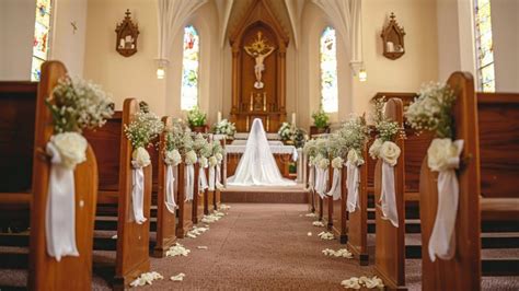 Church Wedding Ceremony Aisle Decor Stock Photo - Image of wedding ...