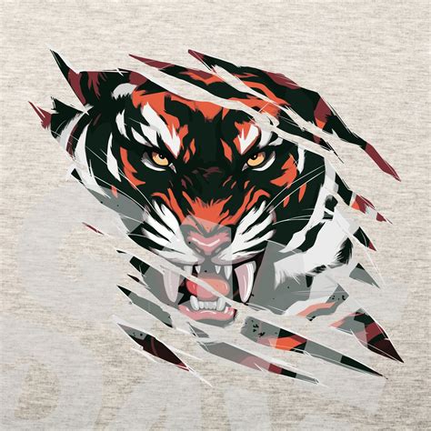 Tiger Rip Png Tiger Head T Shirt Sublimation Design L Tiger Spirit Png