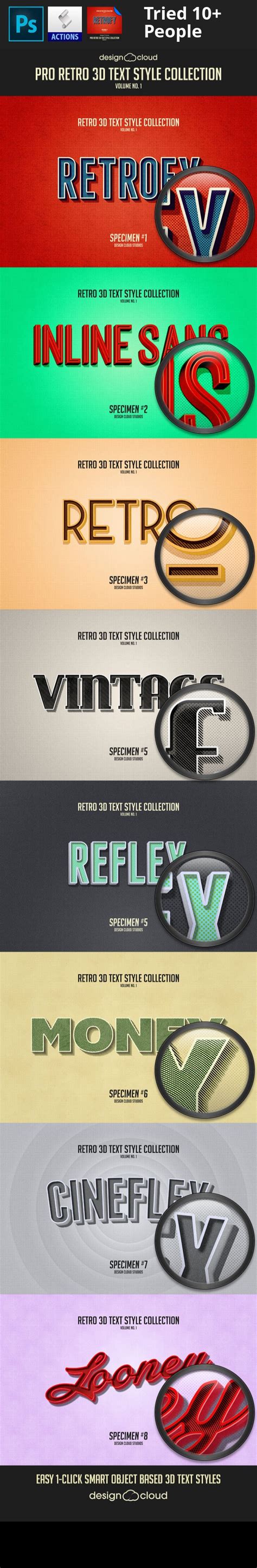 Pro Retro 3D Text Effects Vol 1 3d Text Effect Text Effects