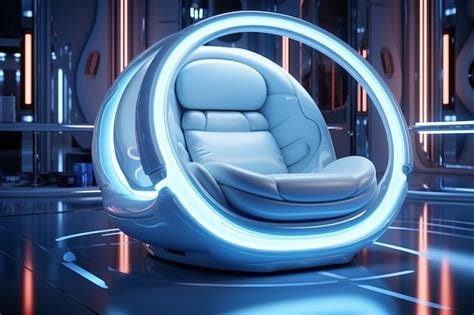 Premium AI Image A Futuristic Glam Room Features A Shiny Blue Chair