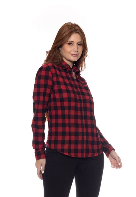 Camisa Feminina Xadrez Flanelada Manga Longa Crocker