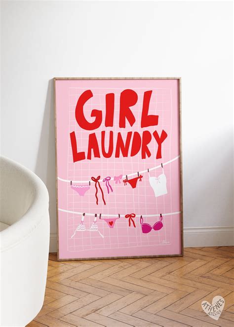 Coquette Wall Art Laundry Prints Red And Pink Decor Girl Apartment Decor Aesthetic Cute Wall