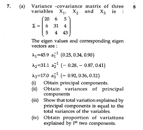 Solved 7 A Variance Covariance Matrix Of Three 8 Chegg