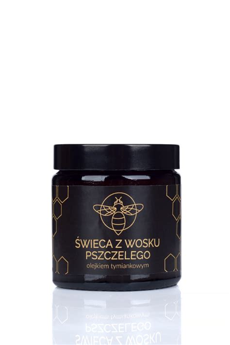 Świeca z wosku pszczelego z olejkiem tymiankowym 120 ml Wcinaj miód