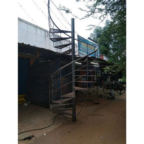 Black Mild Steel Spiral Staircase For Home Thickness 25mm At Rs