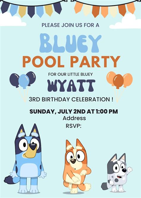 Bluey Birthday Invitation Etsy