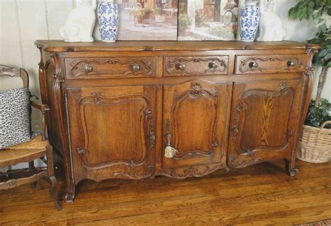 Antique French Country Louis XV Buffet Sideboard Server 3 Door Carved