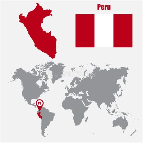 Magnified Peru Over Map of the World, 3 Versions of the World Map with ...