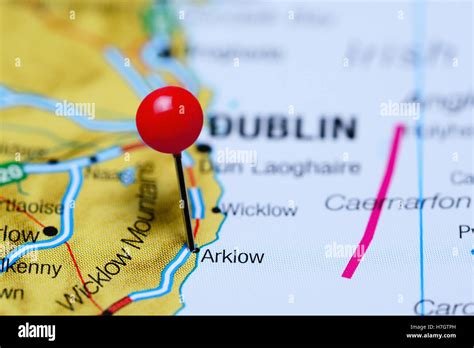 Arklow pinned on a map of Ireland Stock Photo - Alamy