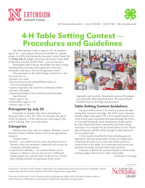 Fillable Online Extension Unl The Table Setting Contest Is Open To All